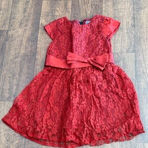 Elegant Red Lace Kids Dress with Bow